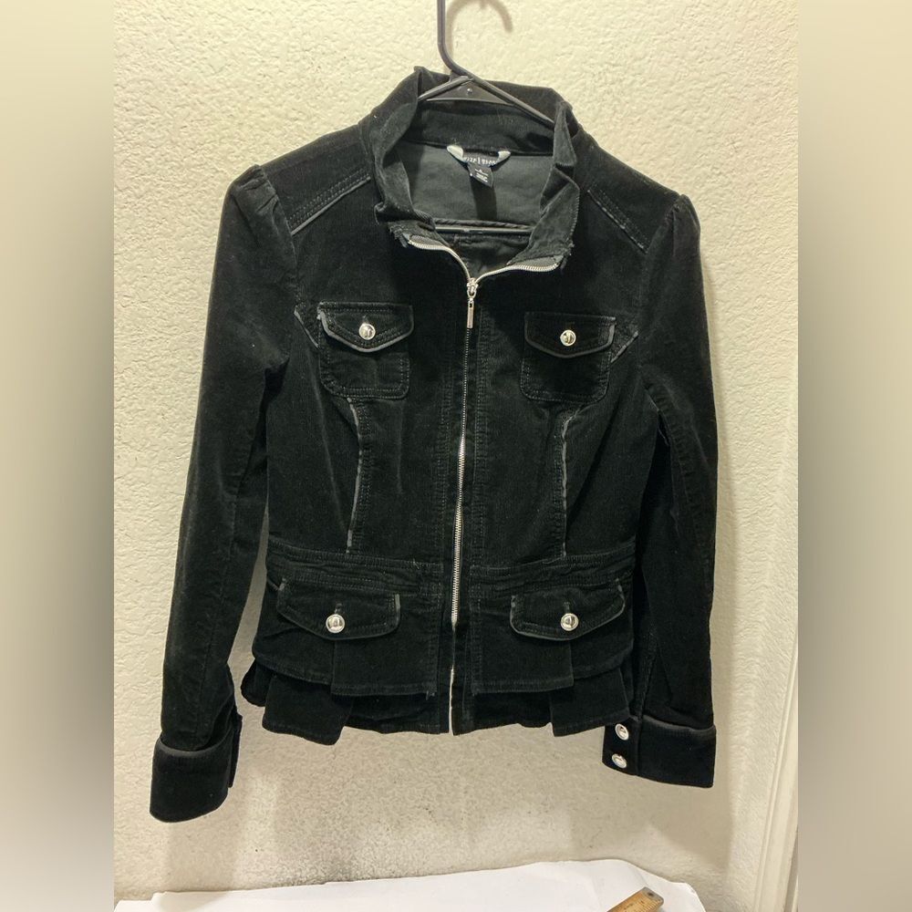 White House Black Market Corduroy Blazer Jacket Women's Size 4 Black Long Sleeve - Picture 1 of 6